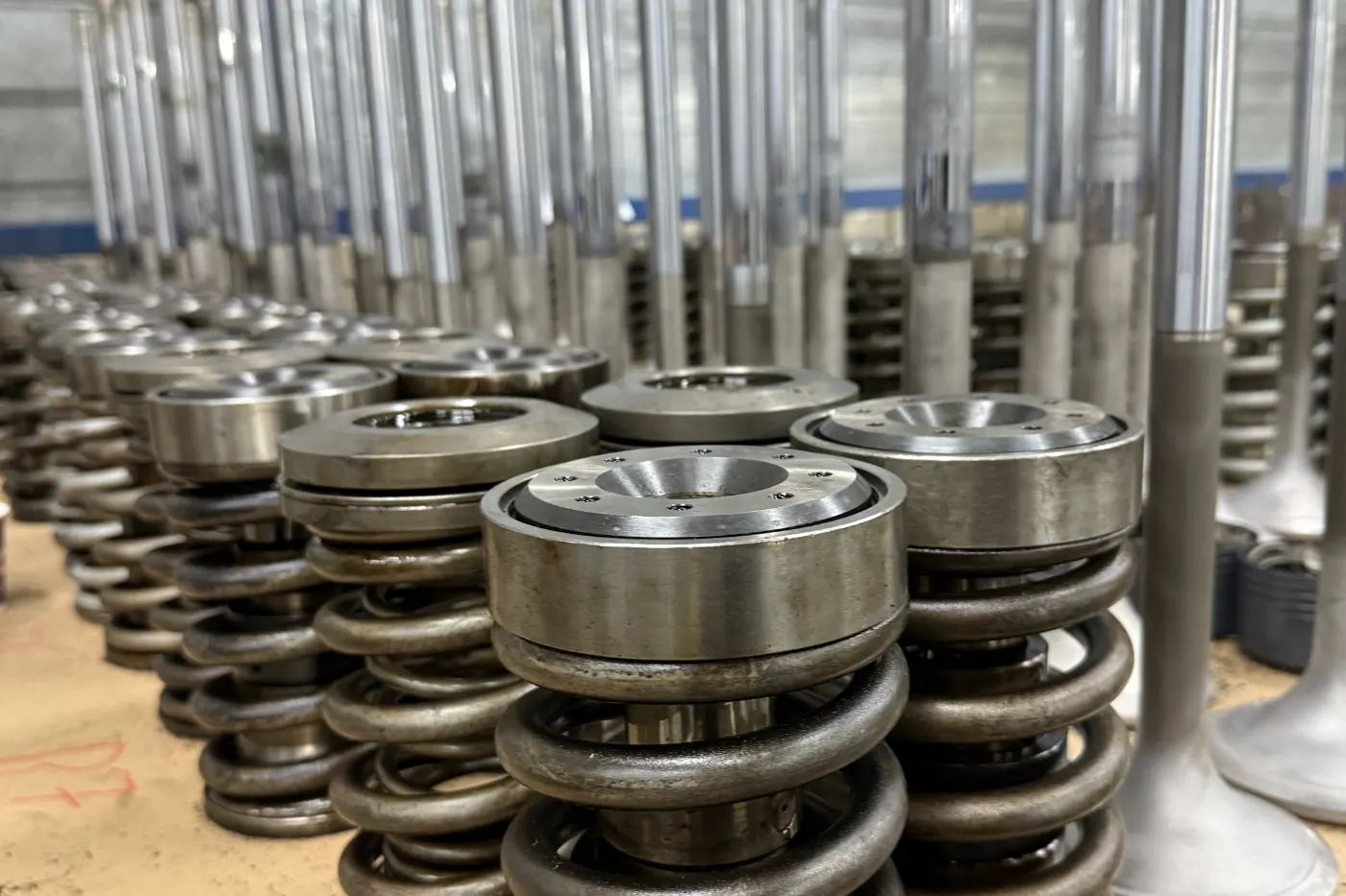 Marine engine components measured and reconditioned in the workshop